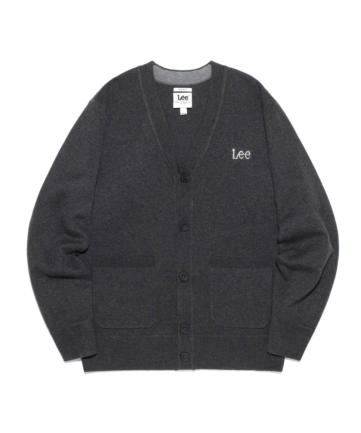 리(LEE) 울 브이넥 가디건 차콜