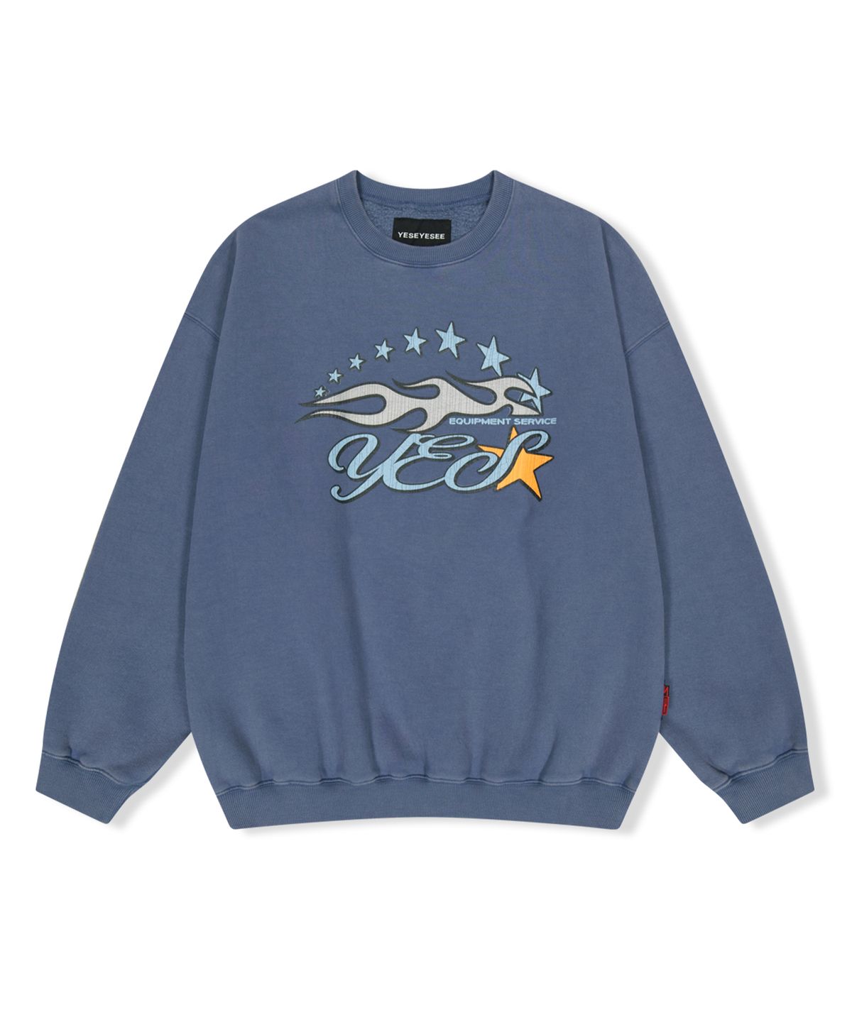 예스아이씨(YESEYESEE) Y.E.S Cracked Flame Logo Sweatshirt Smoky Blue
