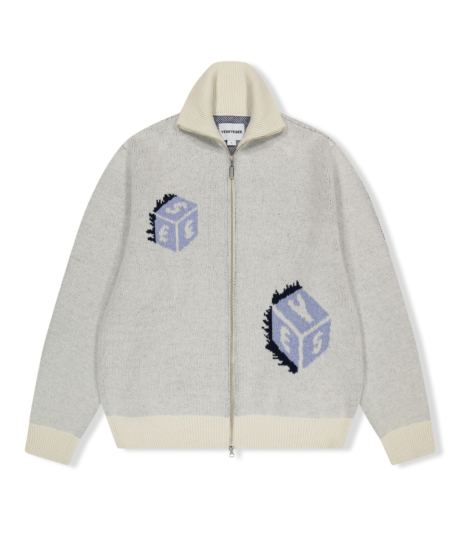 カーディガン YESEYESEE Y.E.S Dice Full Zip-up Knit Cardigan MY1099 MUSINSA | YESEYESEE YES Dice Full Zip-up Knit Cardigan Polar