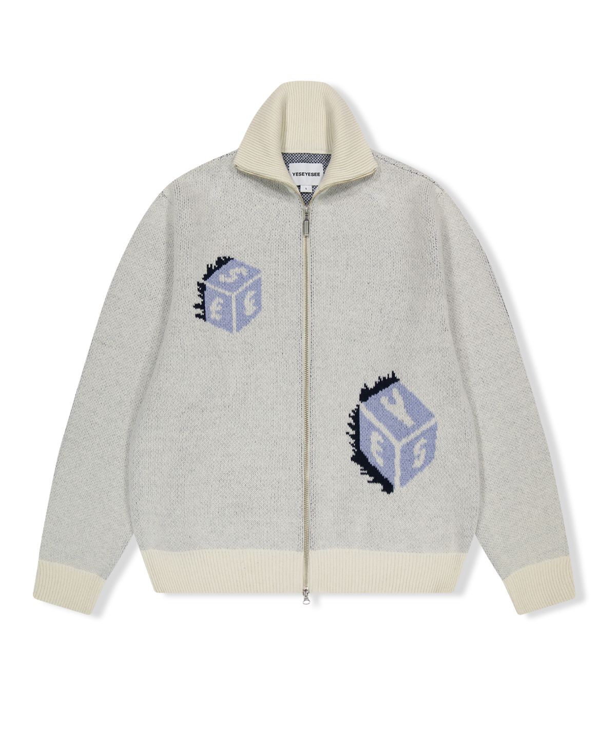 예스아이씨(YESEYESEE) Y.E.S Dice Full Zip-up Knit Cardigan Polar
