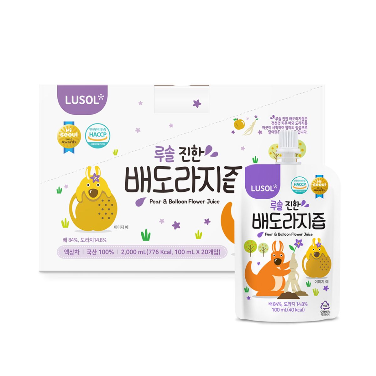 루솔(LUSOL) 진한 배도라지즙 선물박스(60포) 배즙