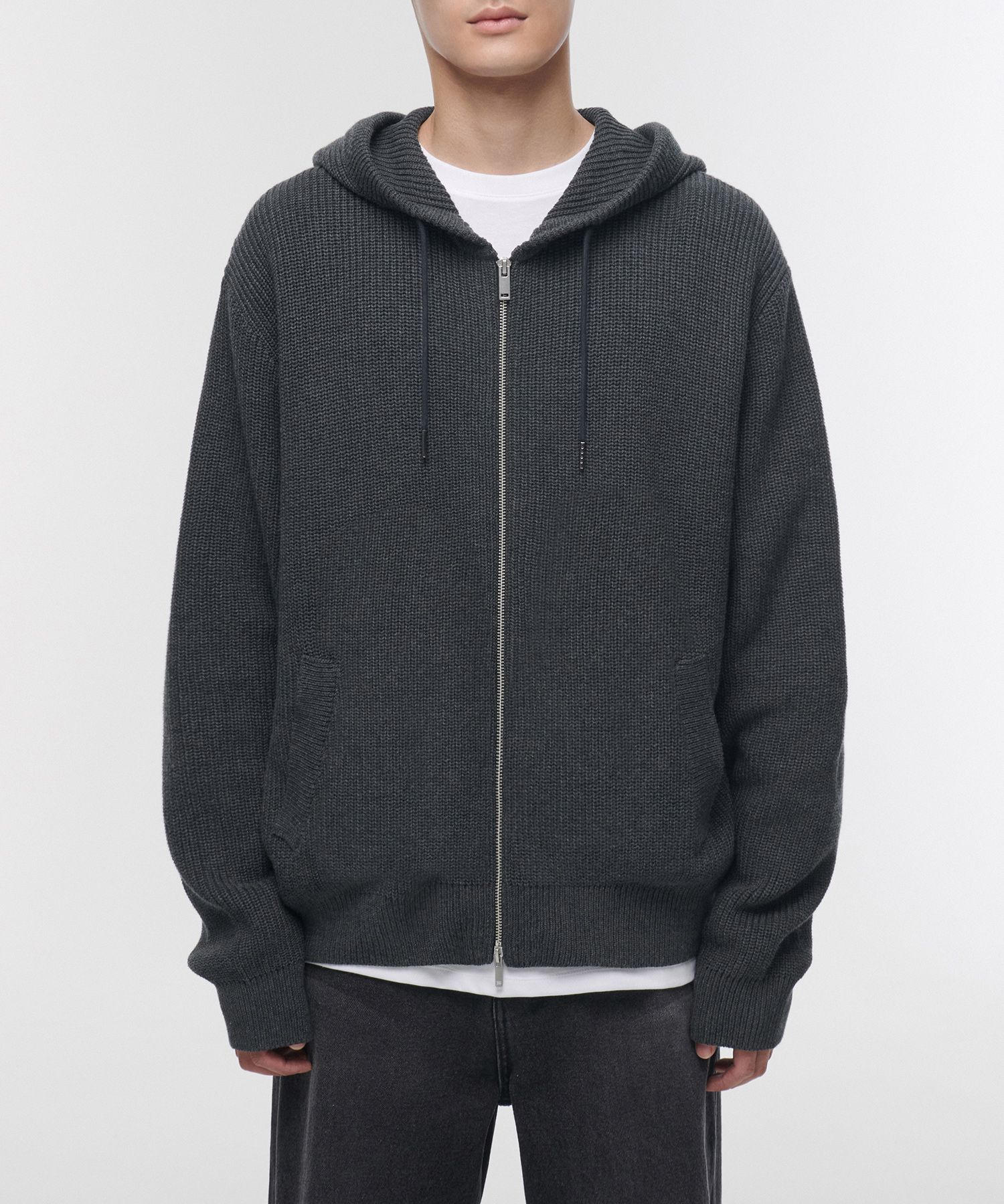 トップス Sound Sports Gray zip up M MUSINSA | MUSINSA STANDARD Ribbed knit hooded zip-up [medium gray]