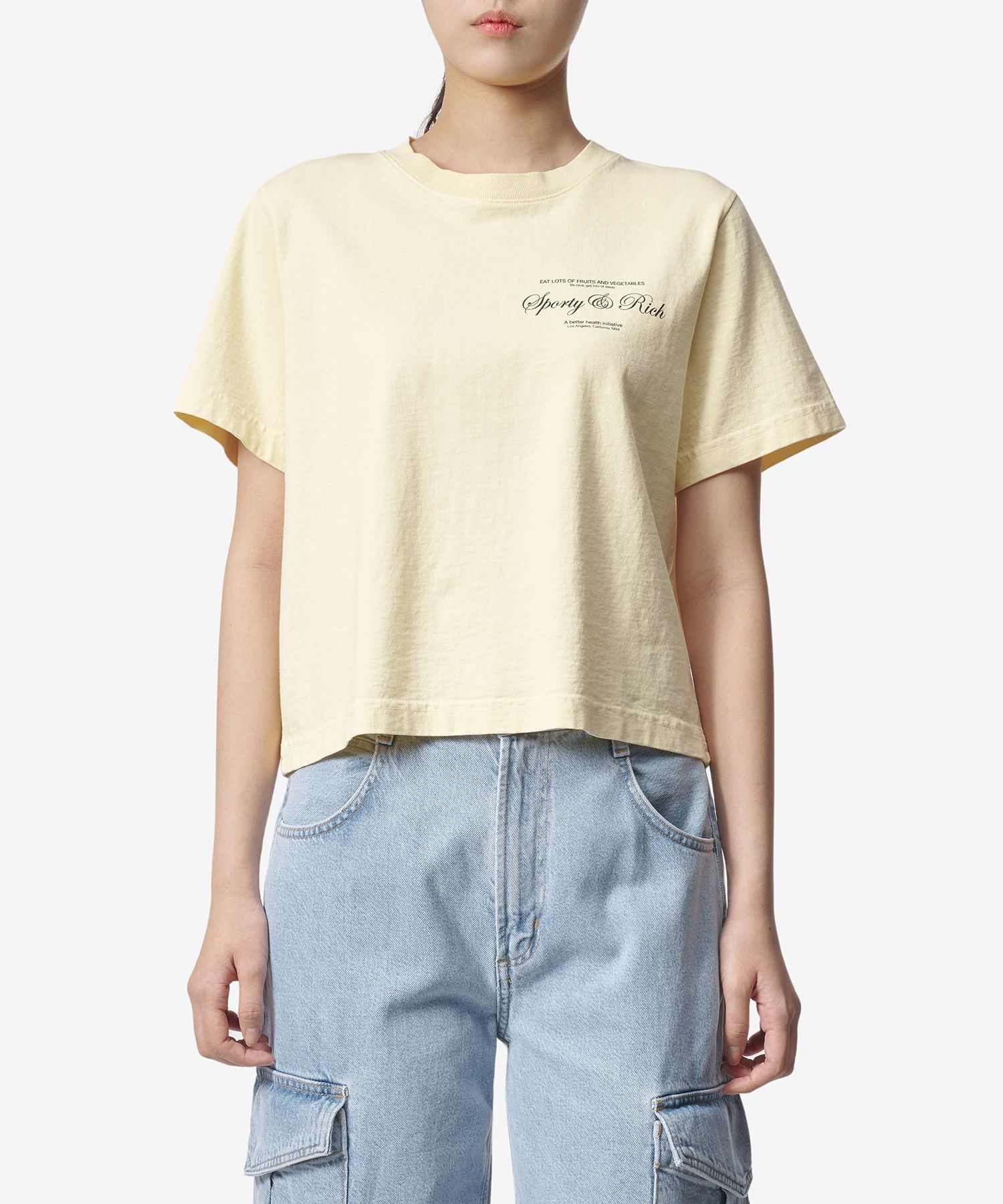 Tシャツ・カットソー Sporty & Rich Women's Script Crop T-Shirt TS861AL Sporty & Rich - SCRIPT LOGO CROPPED T-SHIRT | HBX - Globally