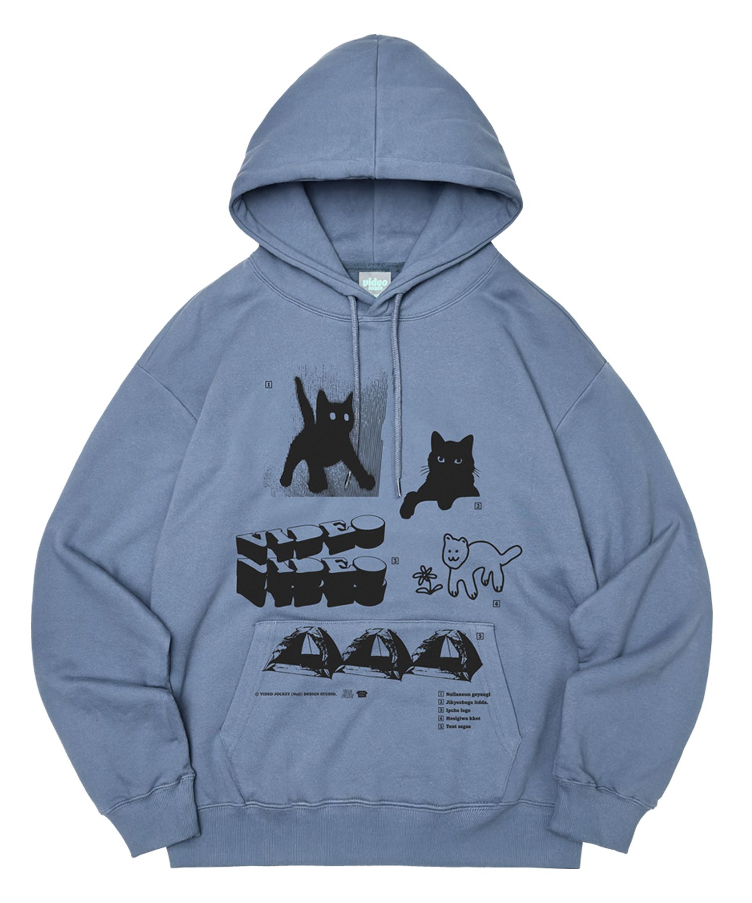 MUSINSA | VIDEO JOCKEY Hipster hoodie. [Blue]