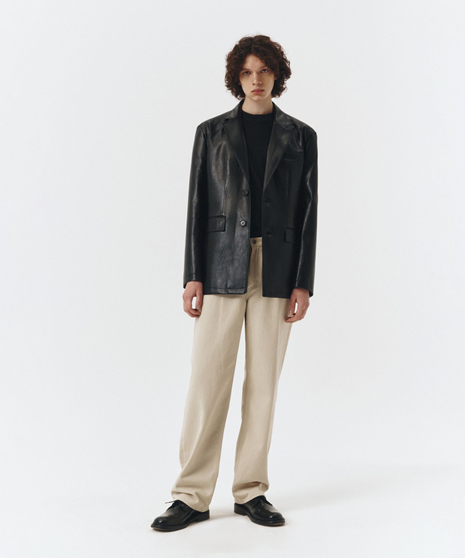 MUSINSA | DUNST UNISEX 2 BUTTON VEGAN LEATHER BLAZER