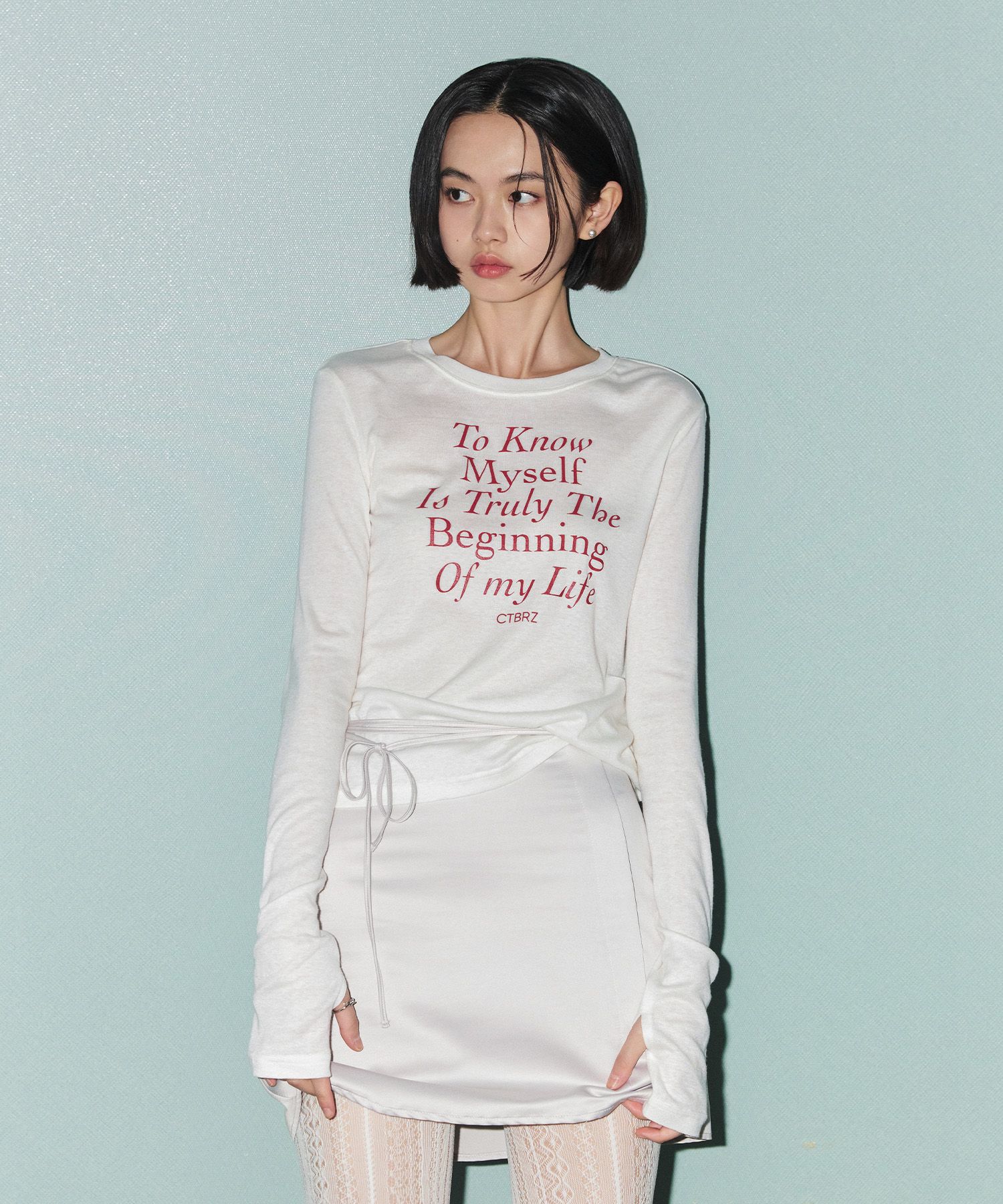 Tシャツ・カットソー citybreeze Wooltencel Life Lettering Long Sleeve T-Shirt_SAG MUSINSA | CITYBREEZE WOMAN Life lettering long sleeve t