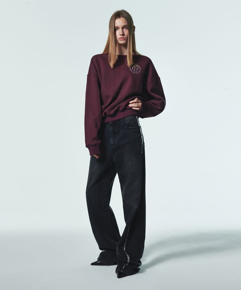 CURVED DYING JEANS [BLACK]