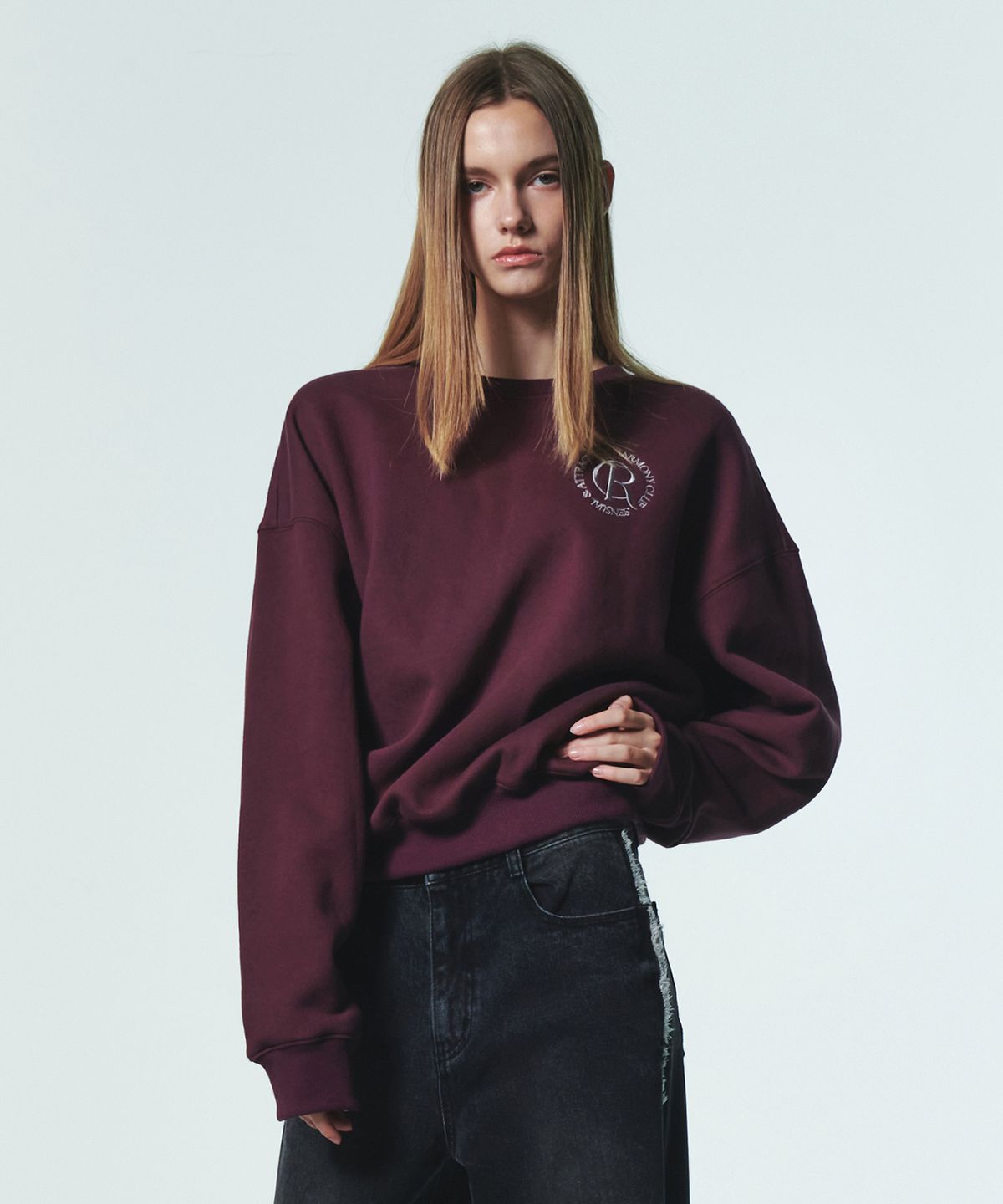 커렌트(CURRENT) SYMBOL LOGO SWEATSHIRT [BURGUNDY]