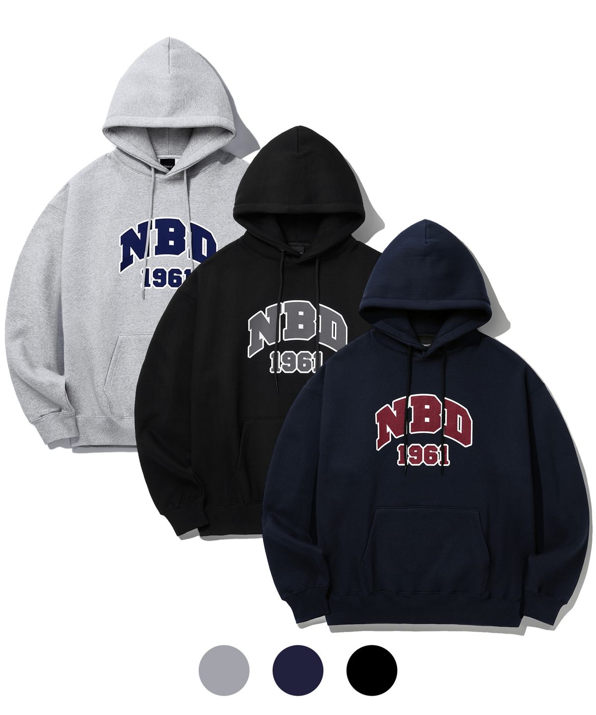 네이키드블러드(NAKEDBLOOD) [3PACK] NBD 클래식 로고 후드 - 3 COLOR