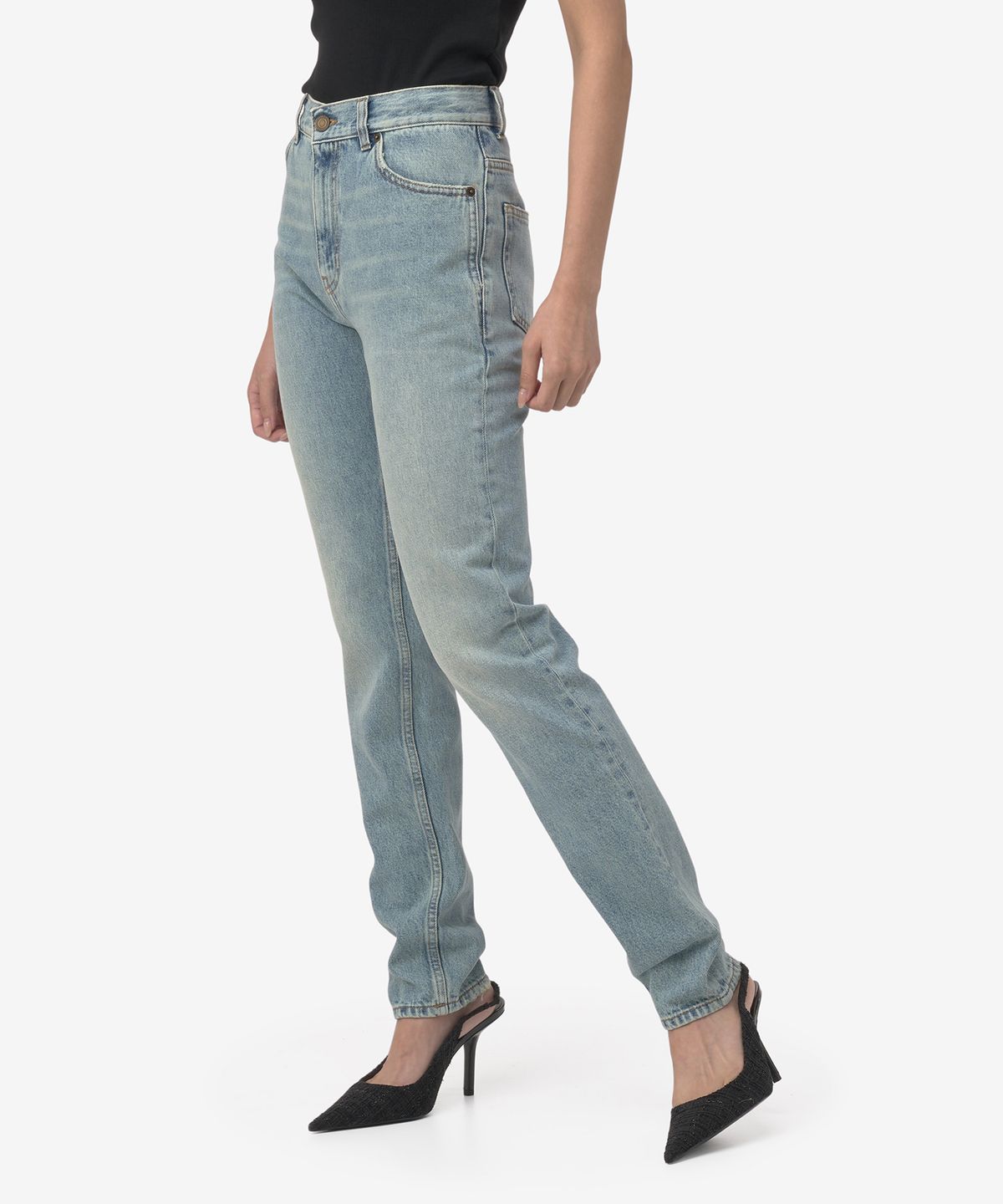 생로랑(SAINT LAURENT) 신디 미드 라이즈 데님 팬츠 - 다크 서머 블루 / 750948Y863P5059
