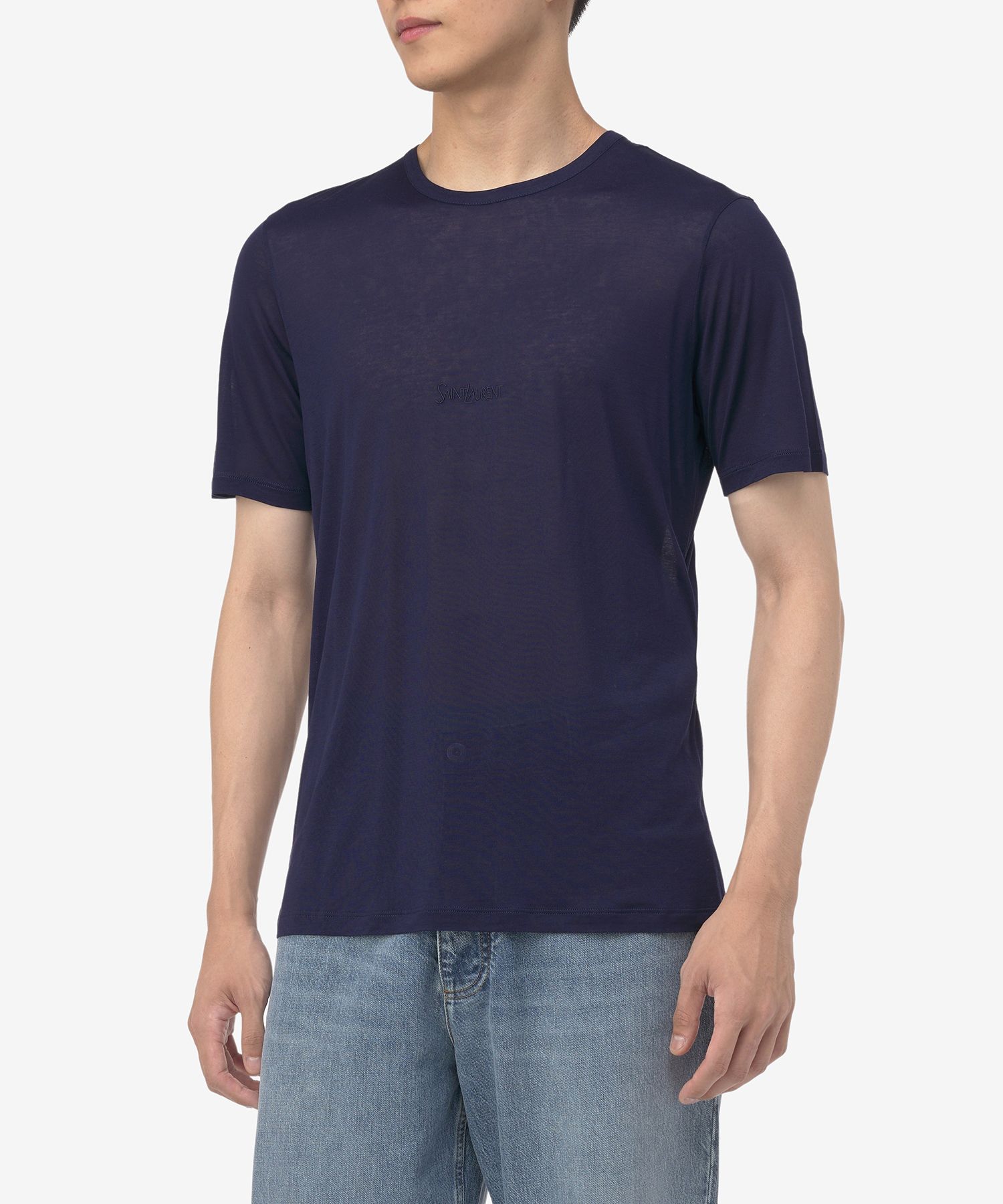 ★Saint Laurent★ Basic Short Sleeve T-Shirt Navy 749102Y37I MUSINSA | SAINT LAURENT Basic Short-Sleeved T-shirt - Navy