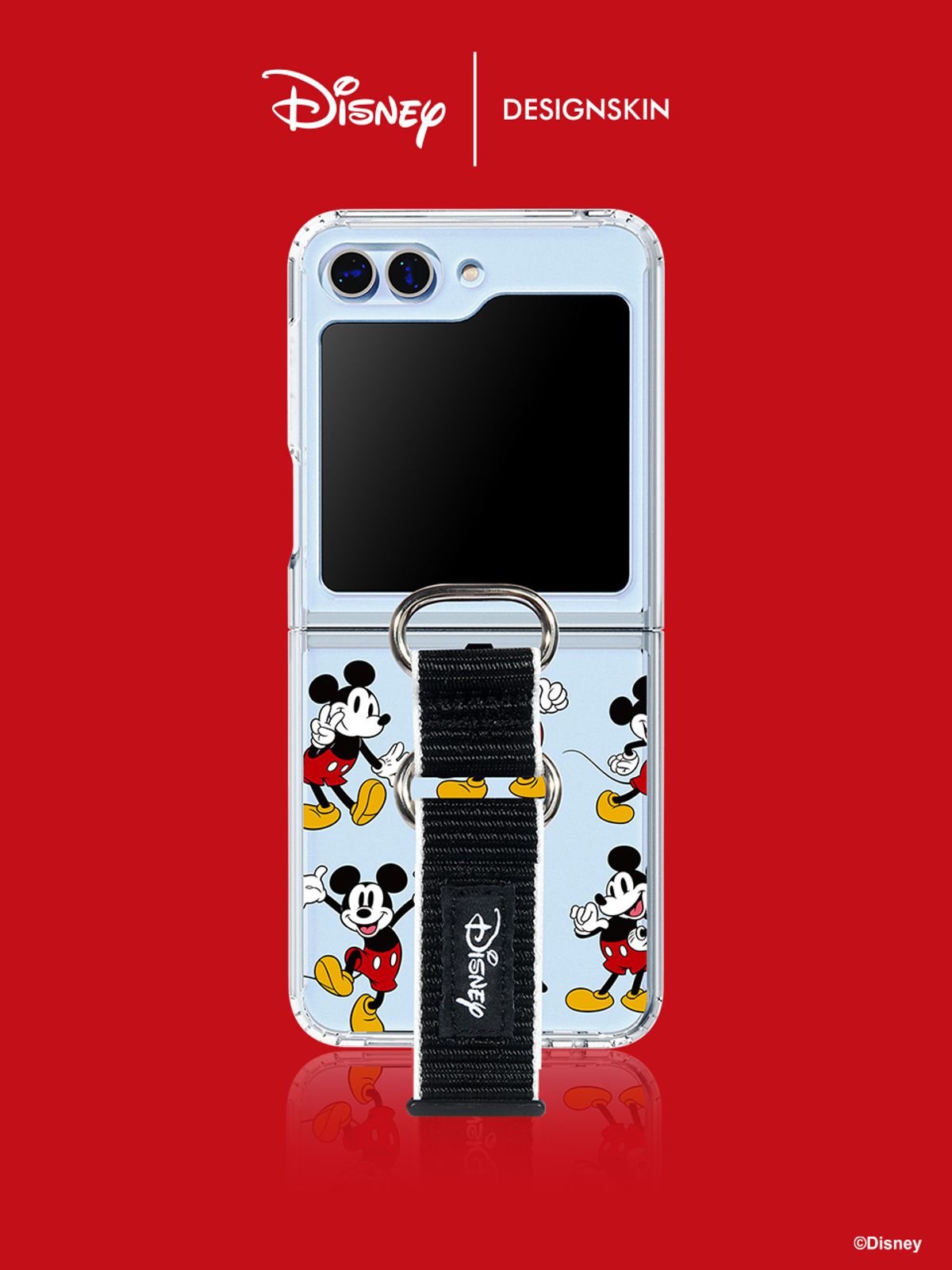 디자인스킨(DESIGNSKIN) [디즈니] 갤럭시Z플립5/4/3 스포티스트랩 케이스-미키마우스