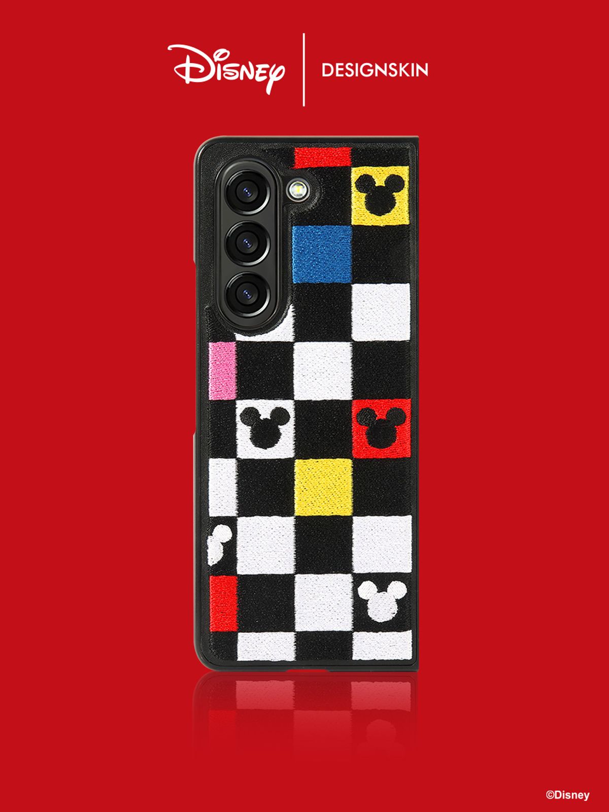 디자인스킨(DESIGNSKIN) [디즈니] 갤럭시Z폴드5/4 풀자수 케이스-미키패밀리