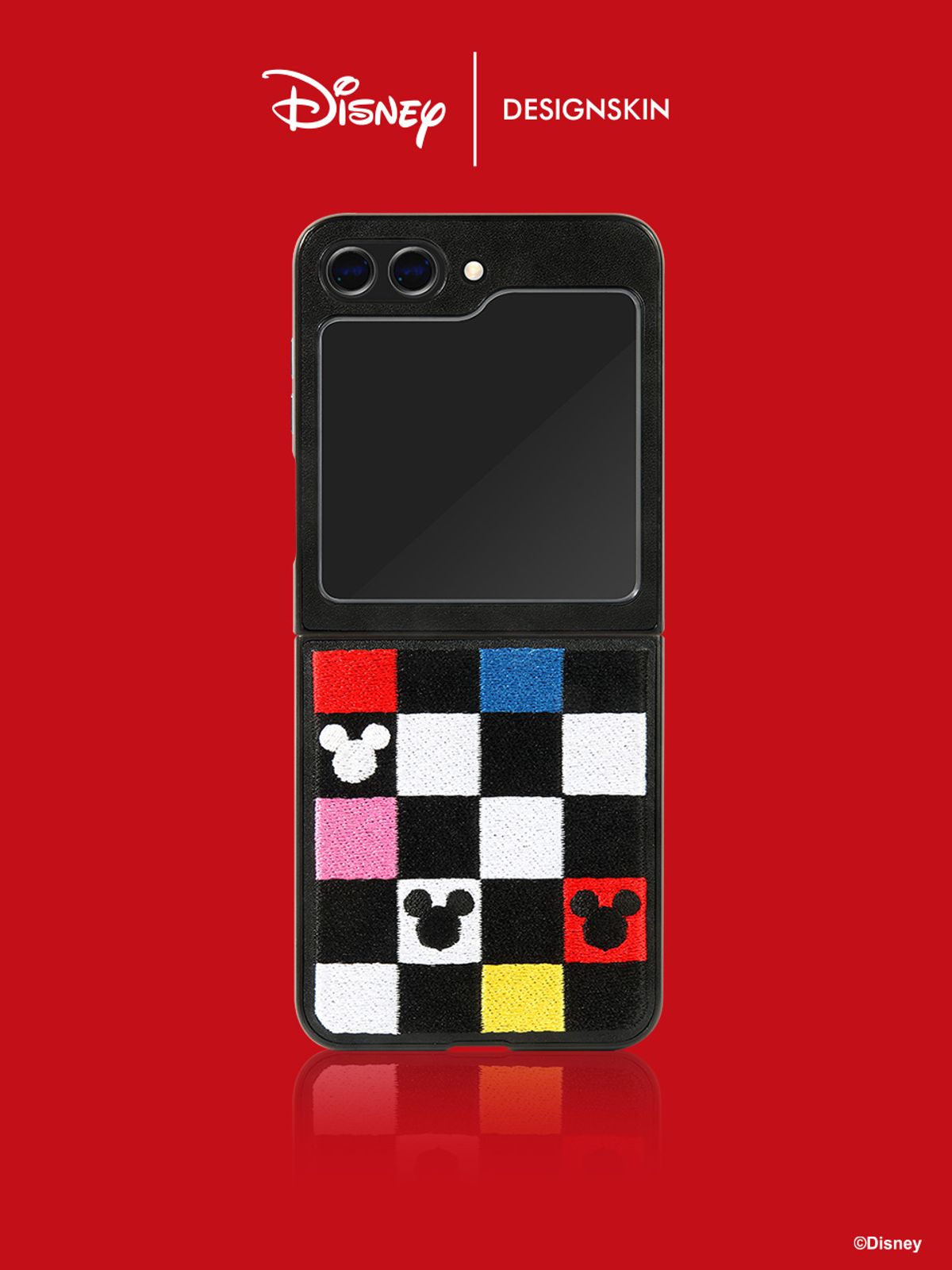 디자인스킨(DESIGNSKIN) [디즈니] 갤럭시Z플립5/4/3 풀자수 케이스-미키패밀리