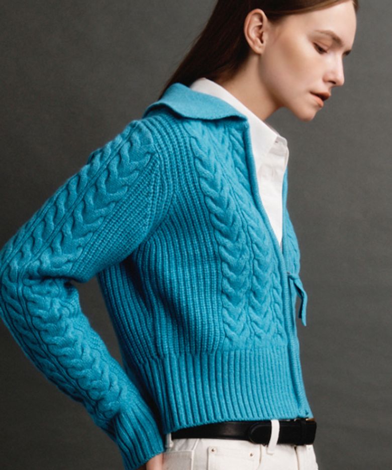 [박은빈 착용] TWO TONE ZIP-UP CARDIGAN (BLUE)