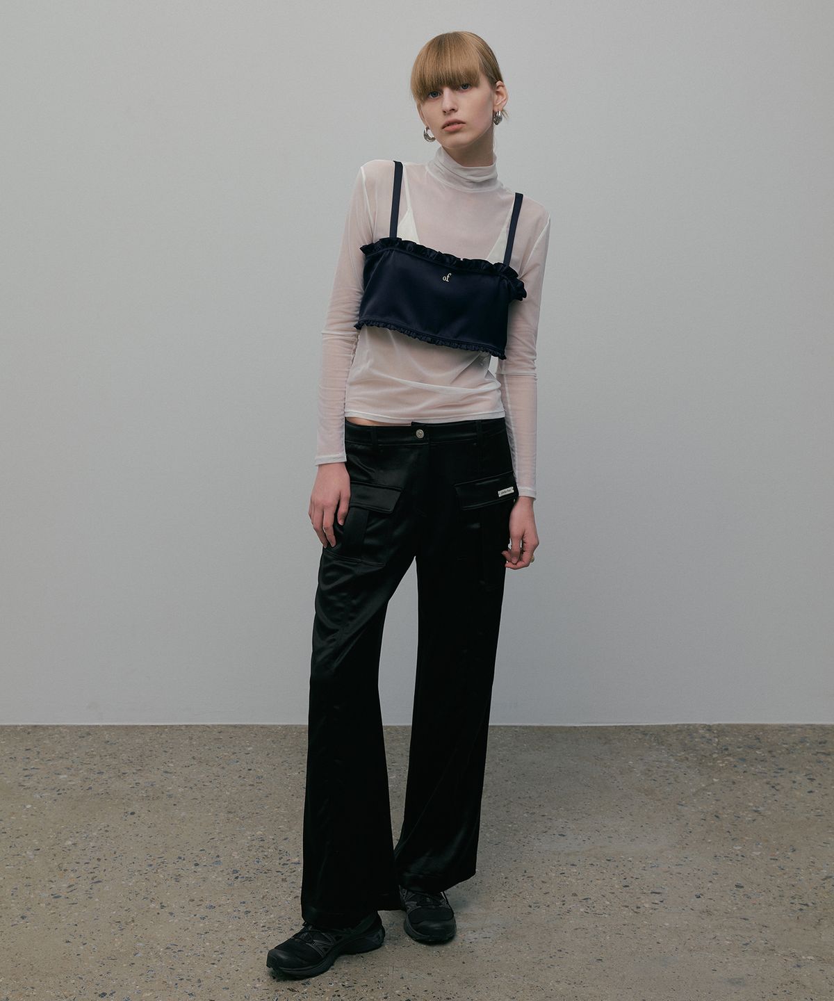 오버듀플레어(OVERDUEFLAIR) CARGO SATIN PANTS_BLACK