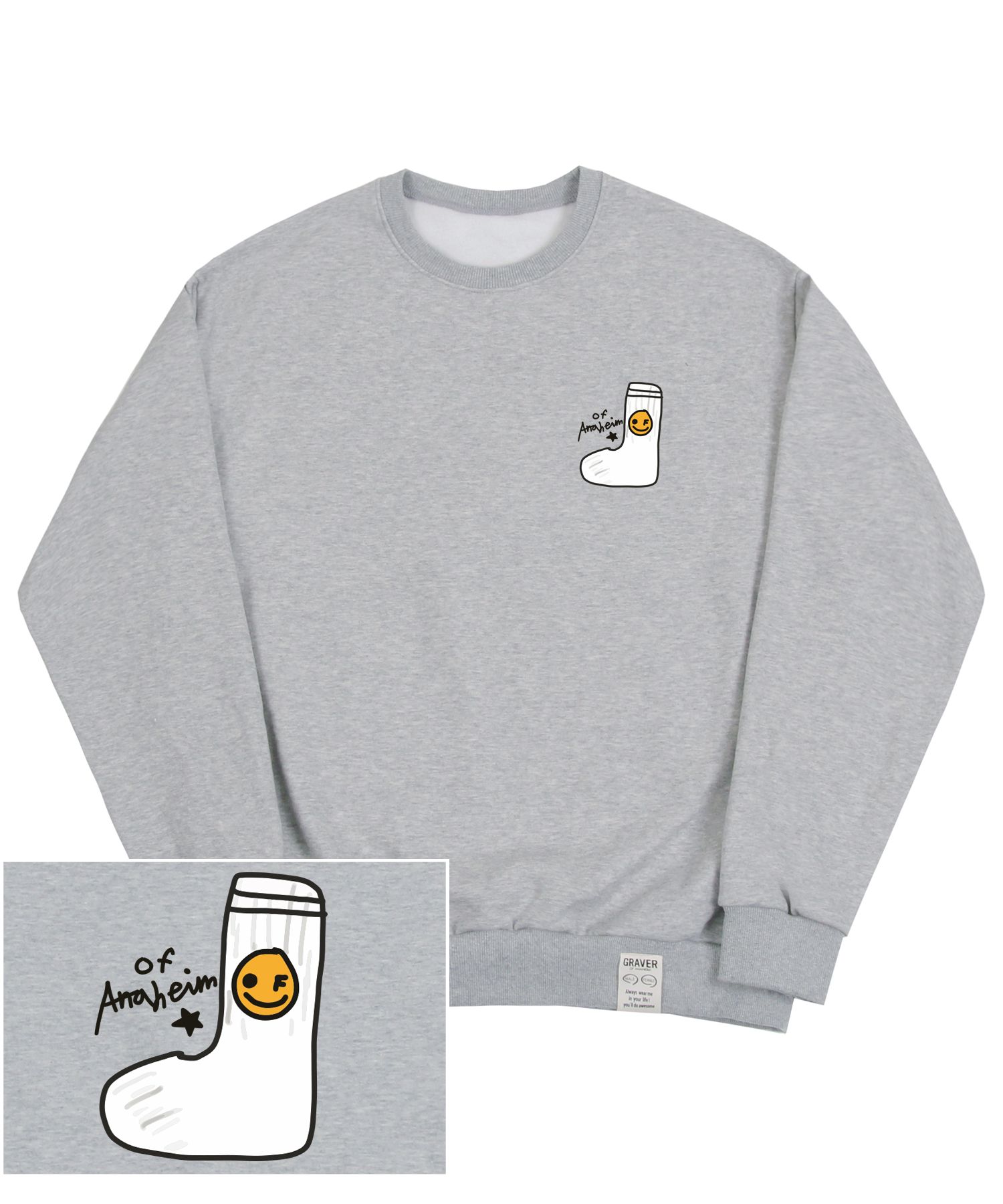 【GRAVER】23FW★ Socks Drawing Smile Logo Sweatshirt MUSINSA | GRAVER [UNISEX] Socks Drawing Smile Logo