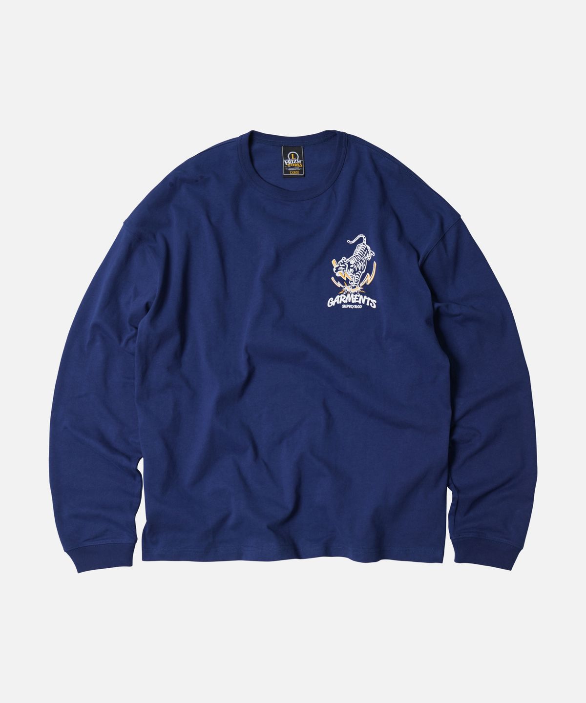 프리즘웍스(FRIZMWORKS) TIGER PUGMARK LONG SLEEVE TEE _ NAVY - 사이즈 & 후기 | 무신사