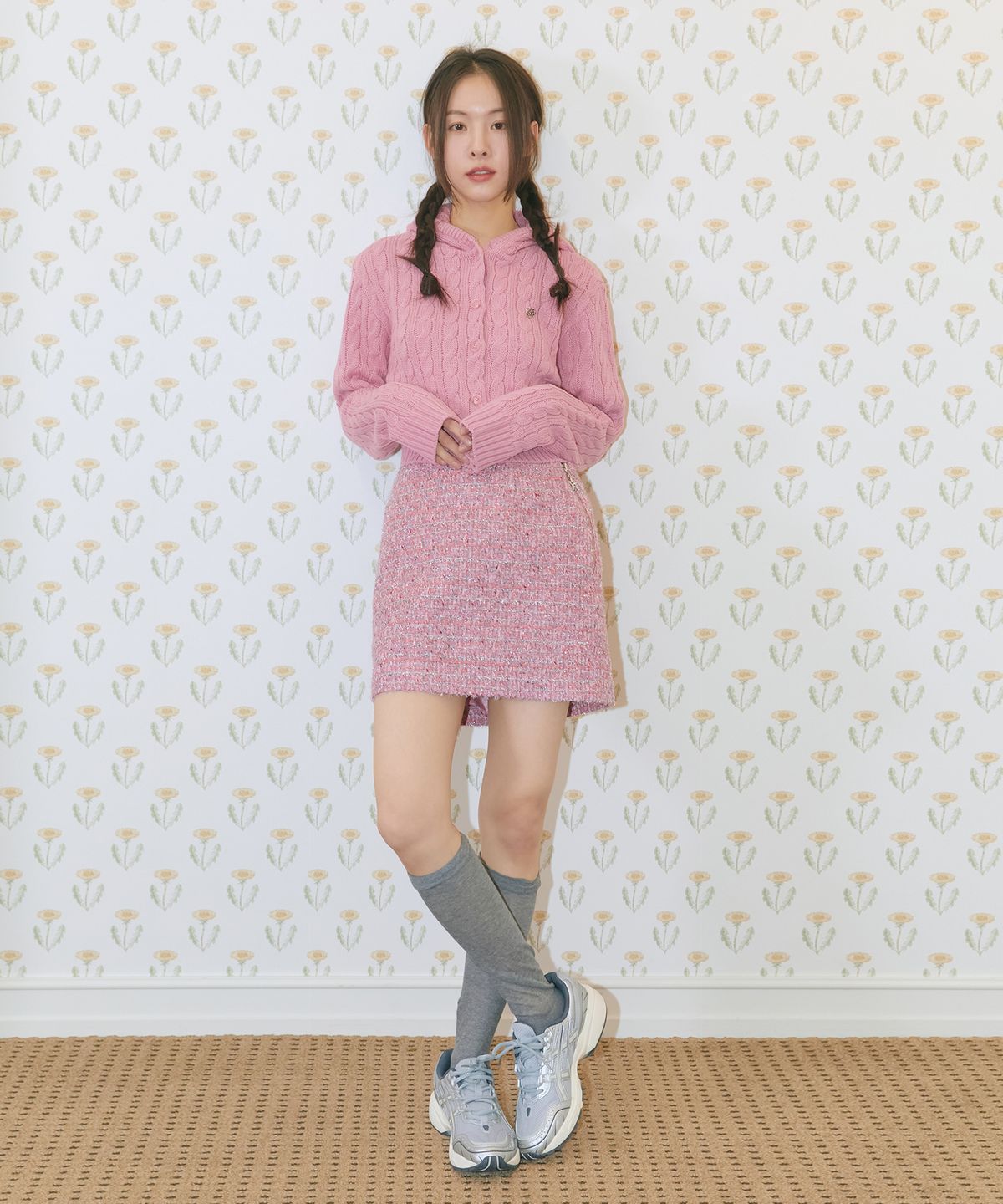 마가린핑거스(MARGARIN FINGERS) TWEED LOW SKIRT (PINK)