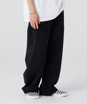 포켓 와이드 데님 팬츠 블랙