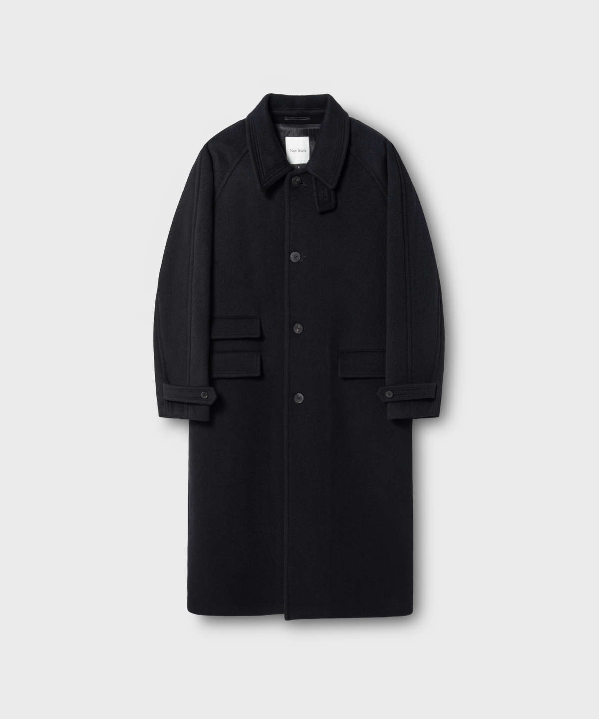 넌블랭크(NONBLANK) 오버사이즈 핏 발마칸 코트_DARK NAVY