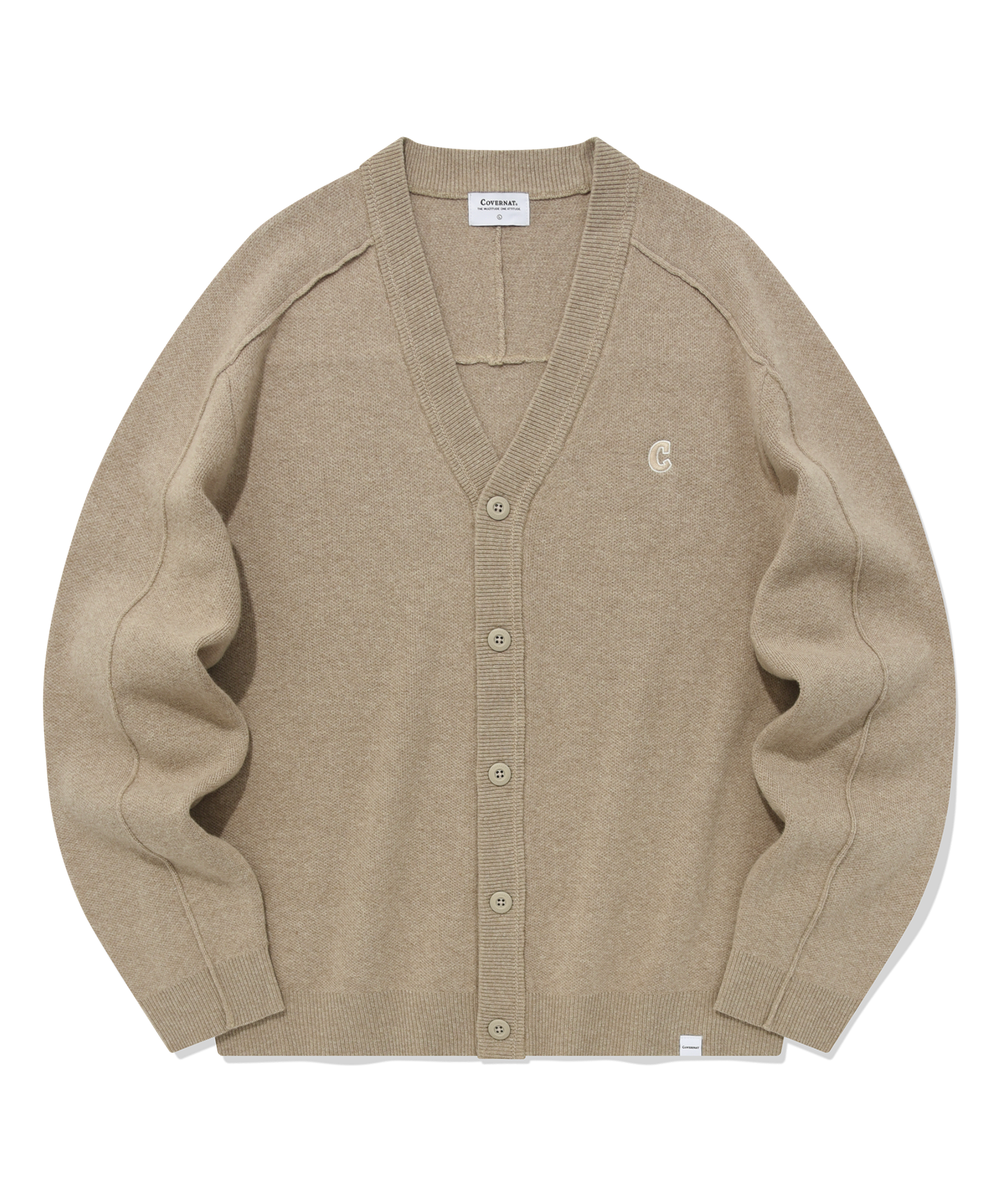 MUSINSA | COVERNAT Authentic C logo cardigan beige