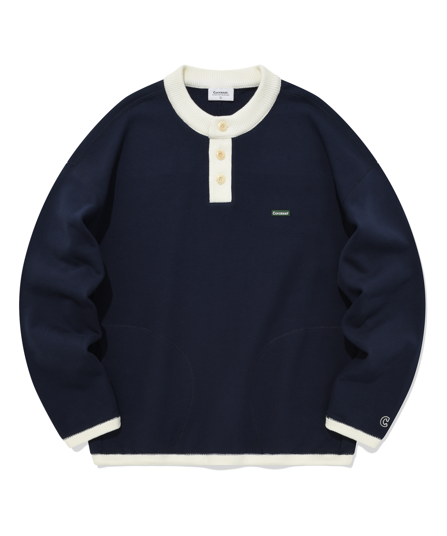 ★送料・関税込★COVERNAT★HENLEY NECK STRING SWEATSHIRT★ MUSINSA | COVERNAT Henley Neck String Sweatshirt Navy