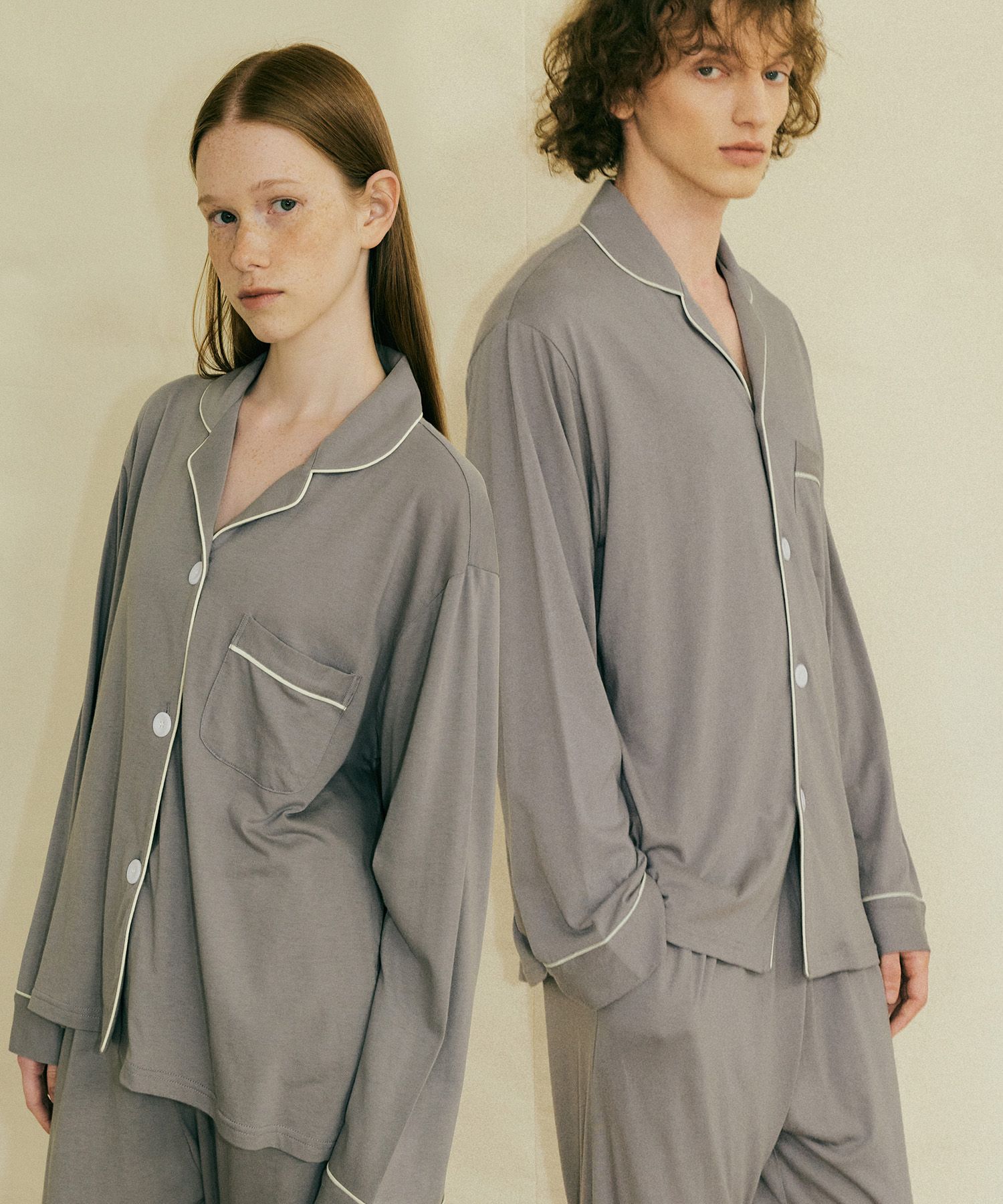 ◆JO'S LOUNGE◆ Modal Couple Essential Gray Pajama Set Essen MODAL] (couple) Essential Grey Pajama Set - JO'S LOUNGE