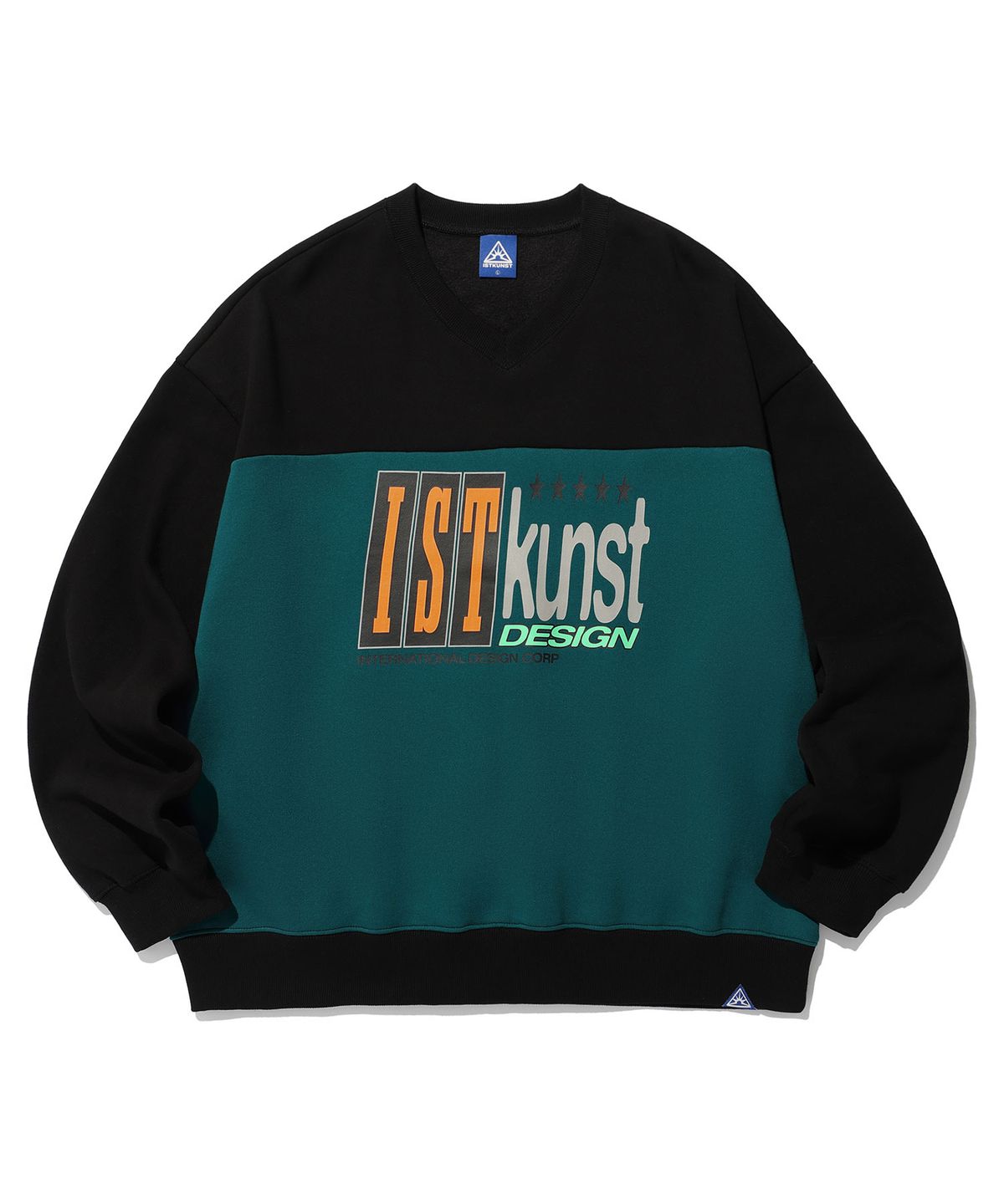 이스트쿤스트(ISTKUNST) IK 5STAR LOGO V NECK SWEATSHIRTS_BLACK(IK2DFMM461A)