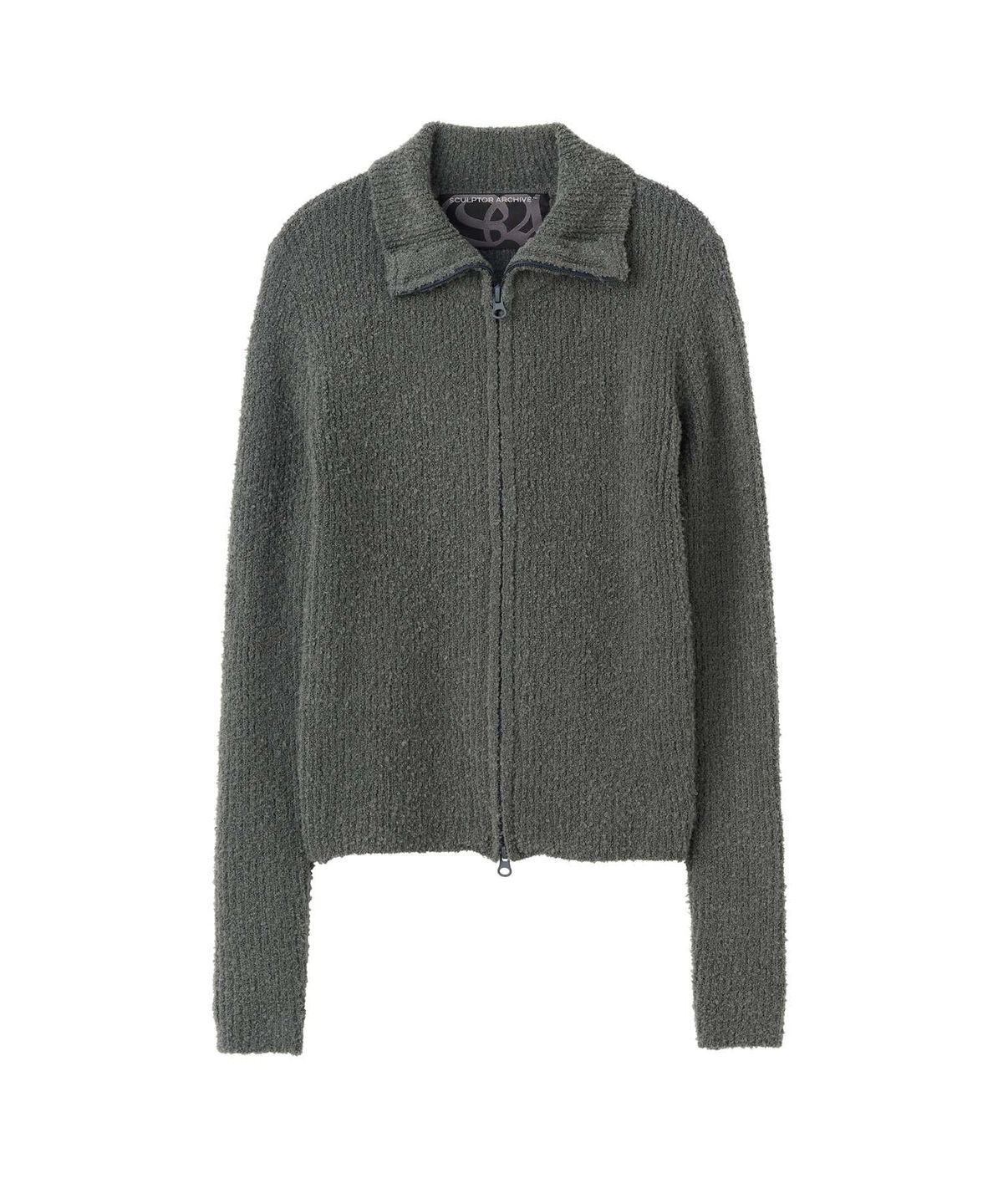 스컬프터(SCULPTOR) Boucle Knit Zip-Up Gray
