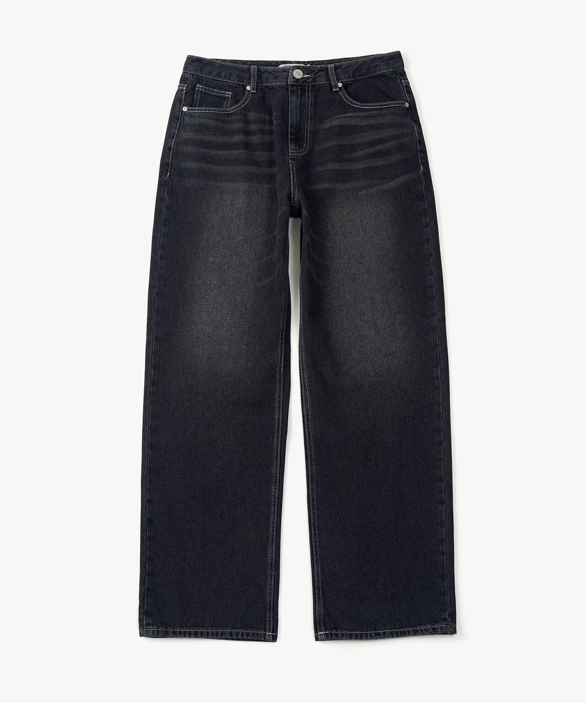 엑스컨테이너(EXCONTAINER) 스탠다드 와이드 데님 팬츠 (WASHED BLACK)