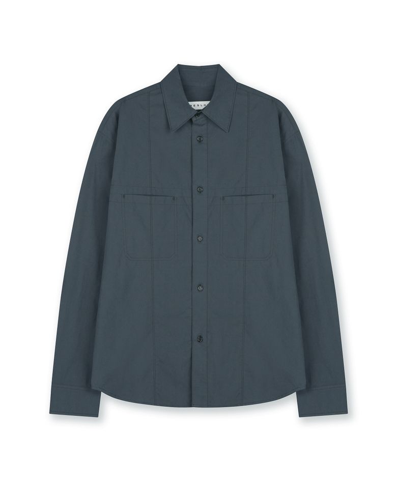 COTTON STITCHED MILITARY SHIRT DARK GREY