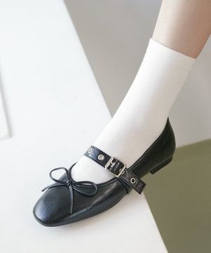 BUCKLE STRAP BALLERINA FLAT / BLACK