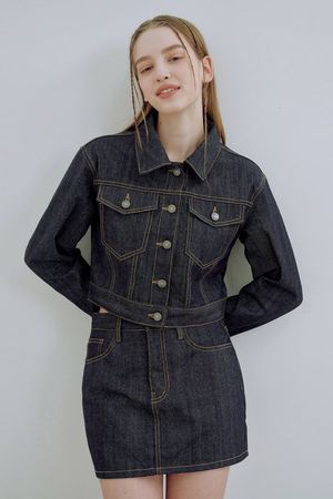 707 논페이드 크롭 데님 트러커