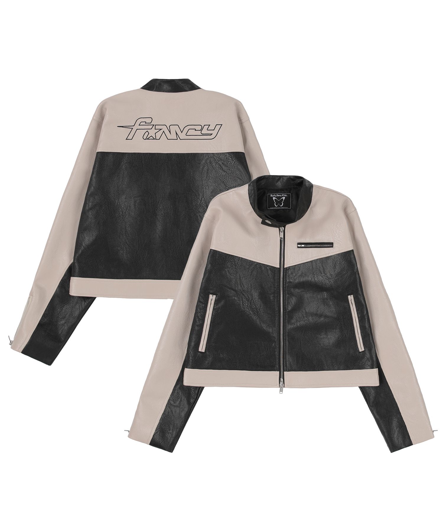 ◆NASTY FANCY CLUB◆ NF block panel leather jacket BLACKFZA9 MUSINSA | FANCY CLUB [NF] Block Panel Leather Jacket (BLUE)_