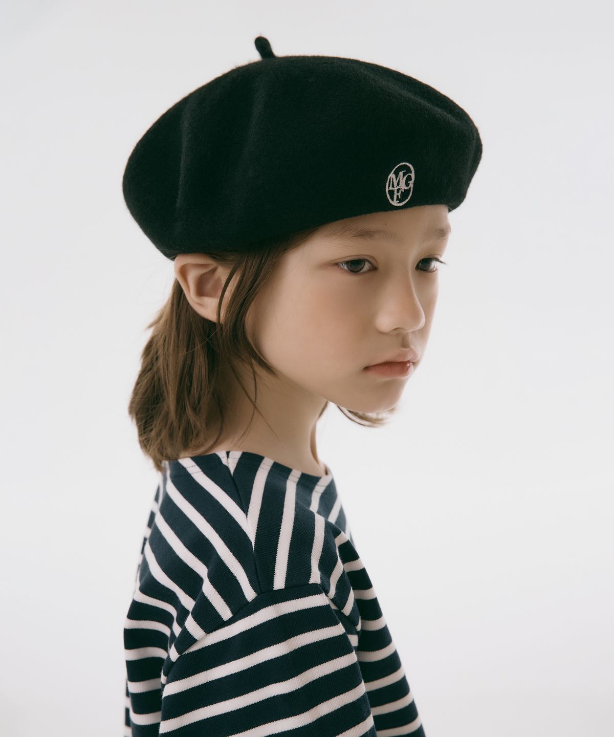 마리떼 키즈(MARITHÉ KIDS) ENFANT CIRCLE LOGO EMBROIDERY WOOL BERET black