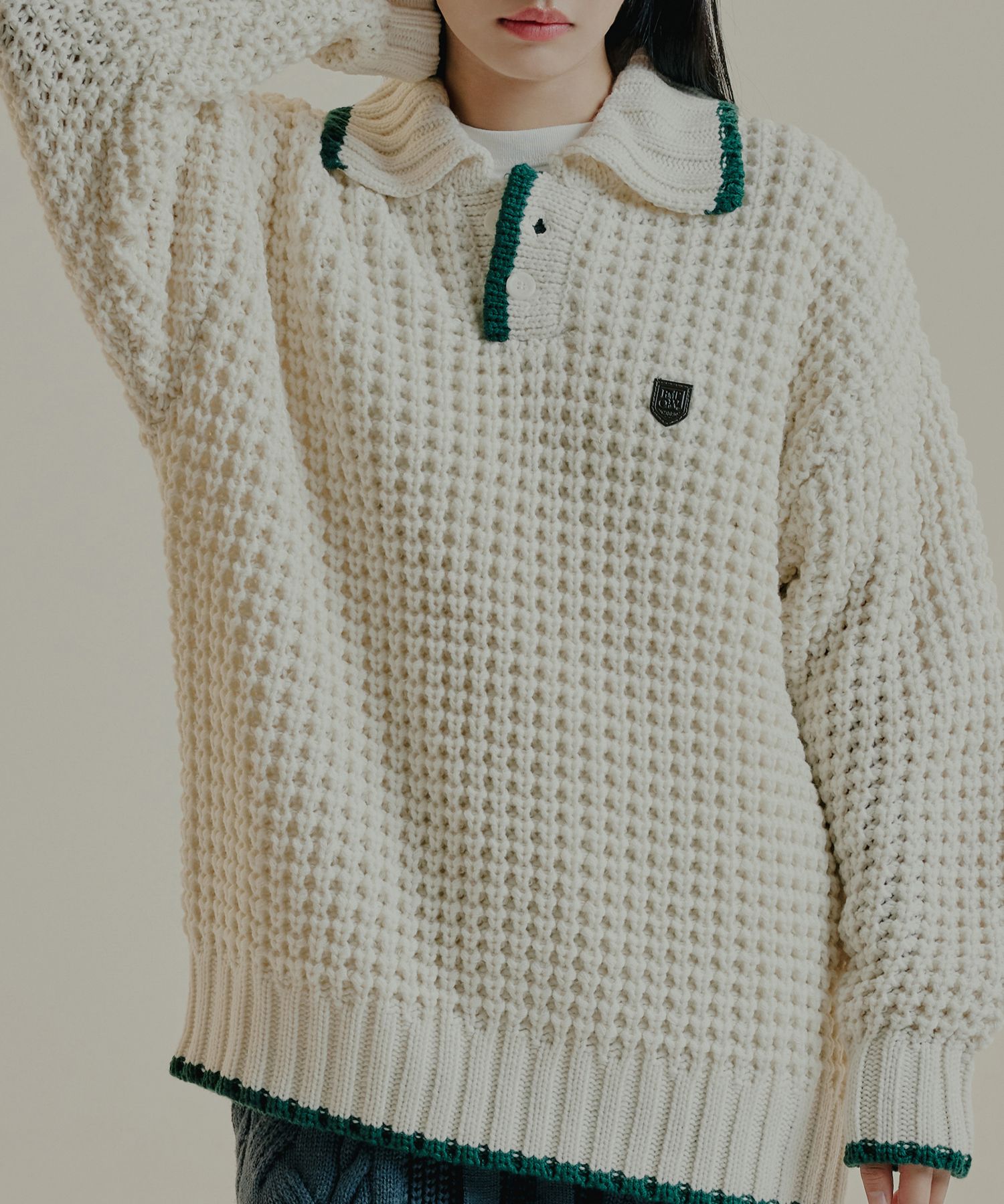 [ROMANTIC CROWN]★HEAVY WAFFLE PIQUE KNIT MUSINSA | ROMANTIC CROWN Heavy waffle pique knit_oatmeal