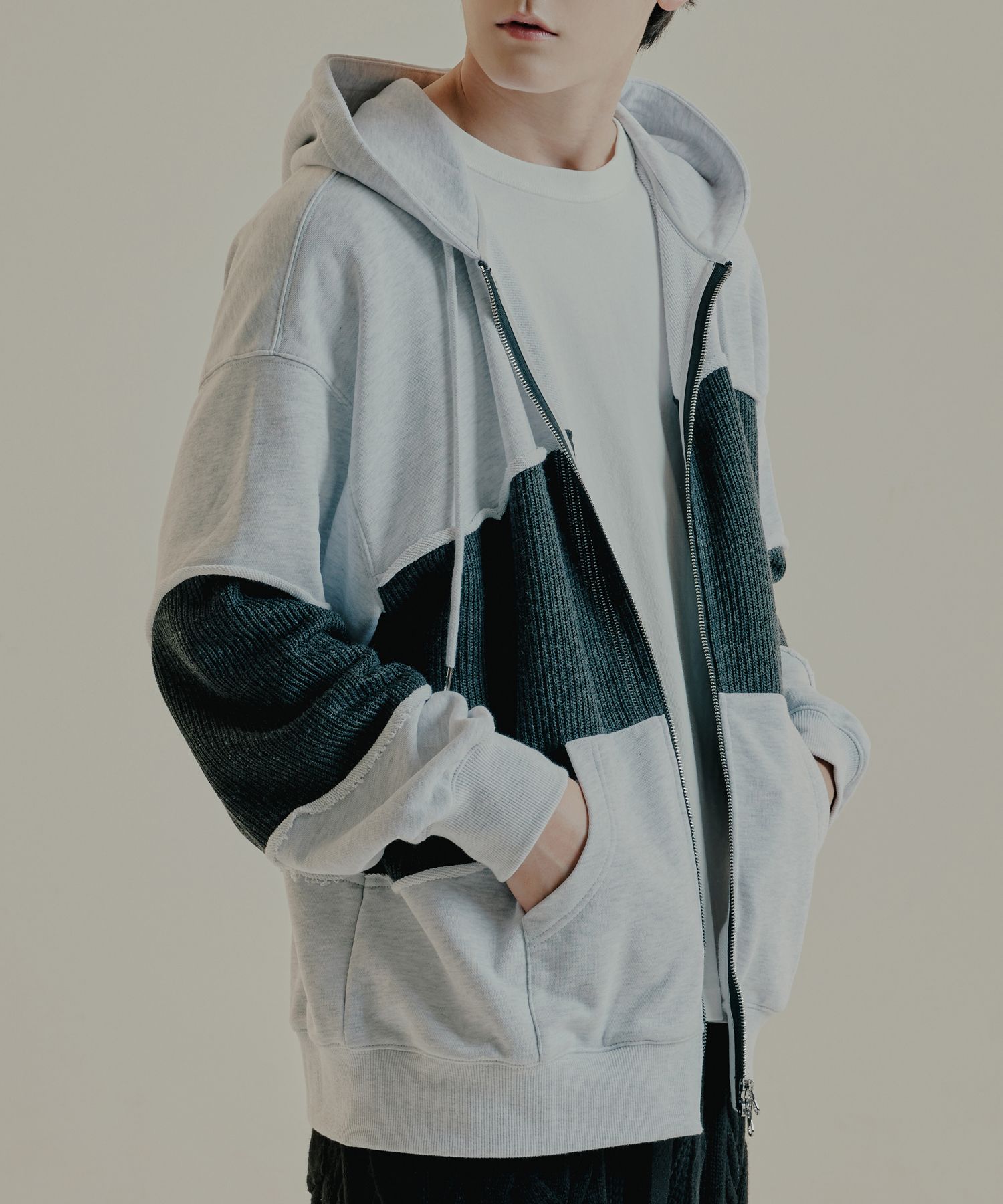 さらに100円引き◆ROMANTIC CROWN◆SWEAT KNIT MIX ZIP UP さらに100円引き◇ROMANTIC CROWN◇SWEAT KNIT MIX ZIP UP