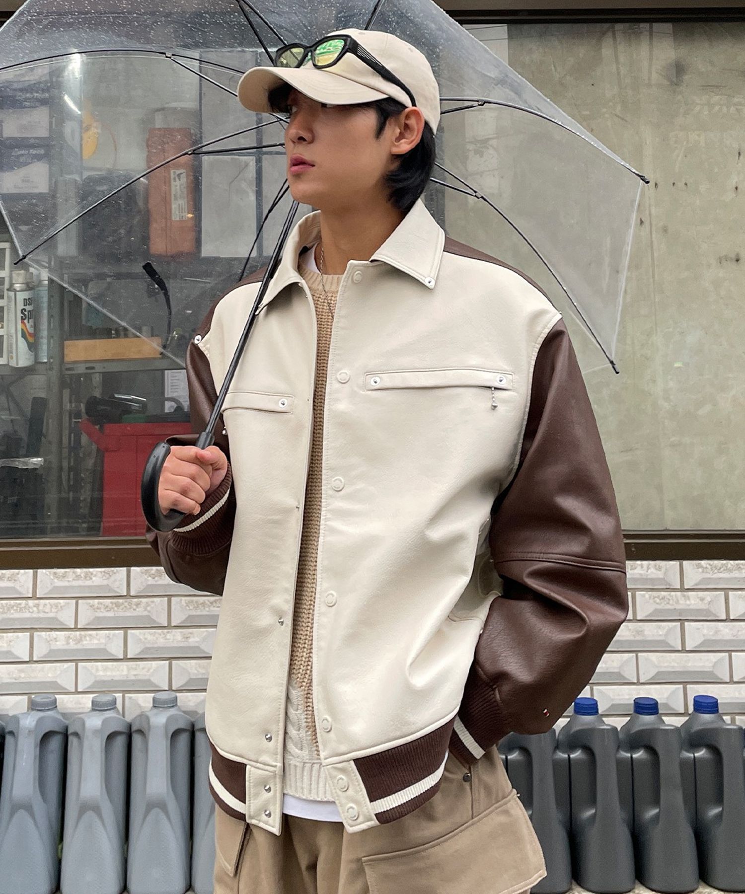 MUSINSA | ROMANTIC CROWN Western Varsity Jacket_Brown