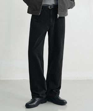 유주얼 세미 와이드 데님 팬츠 [BLACK]