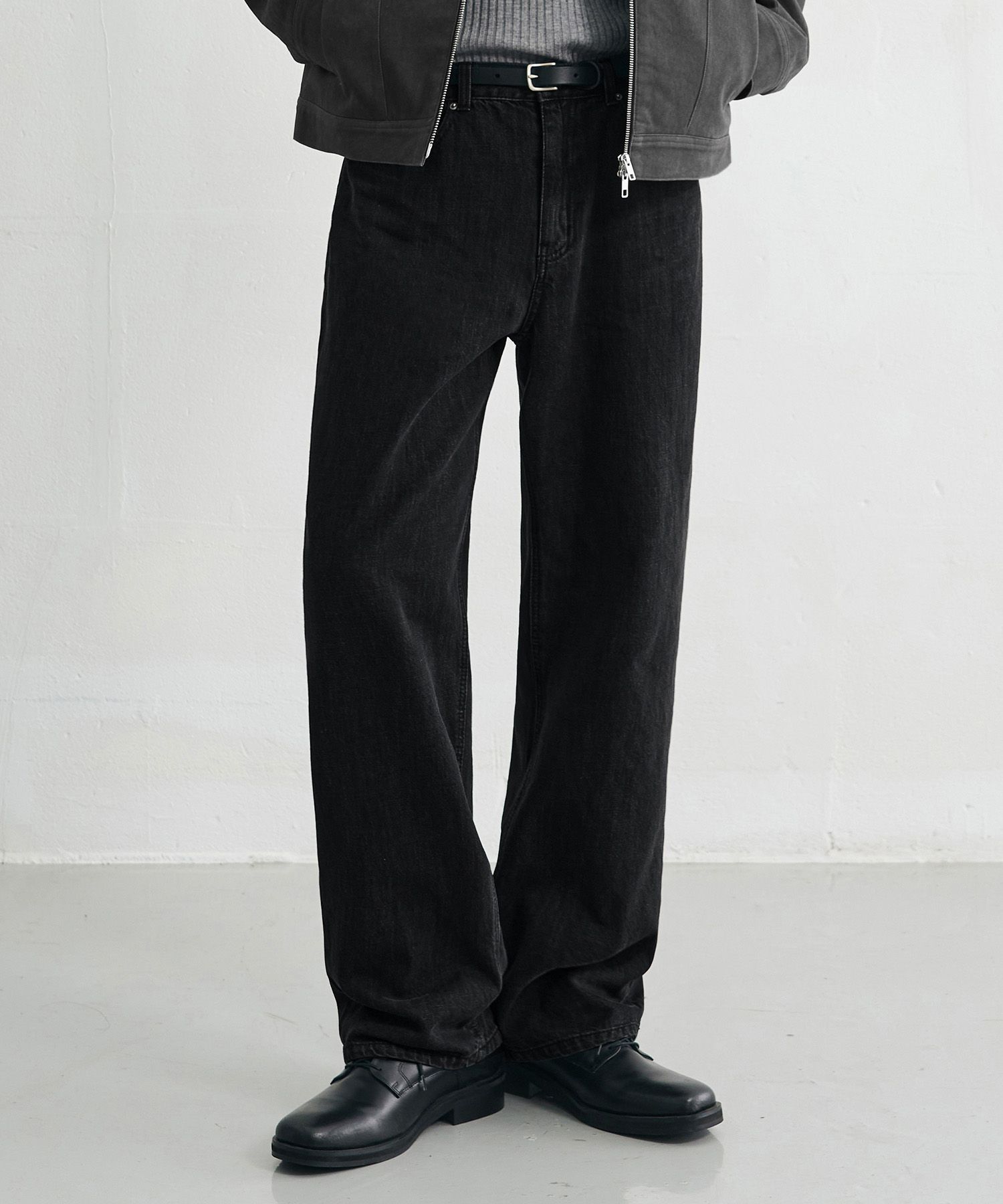 MUSINSA | DRAW FIT Usual Semi-Wide Denim Pants [BLACK]
