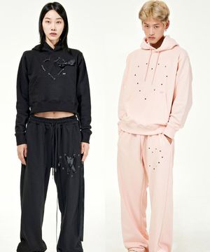 HEART EYELET SWEAT SET UP (3COLORS) (2TYPE)