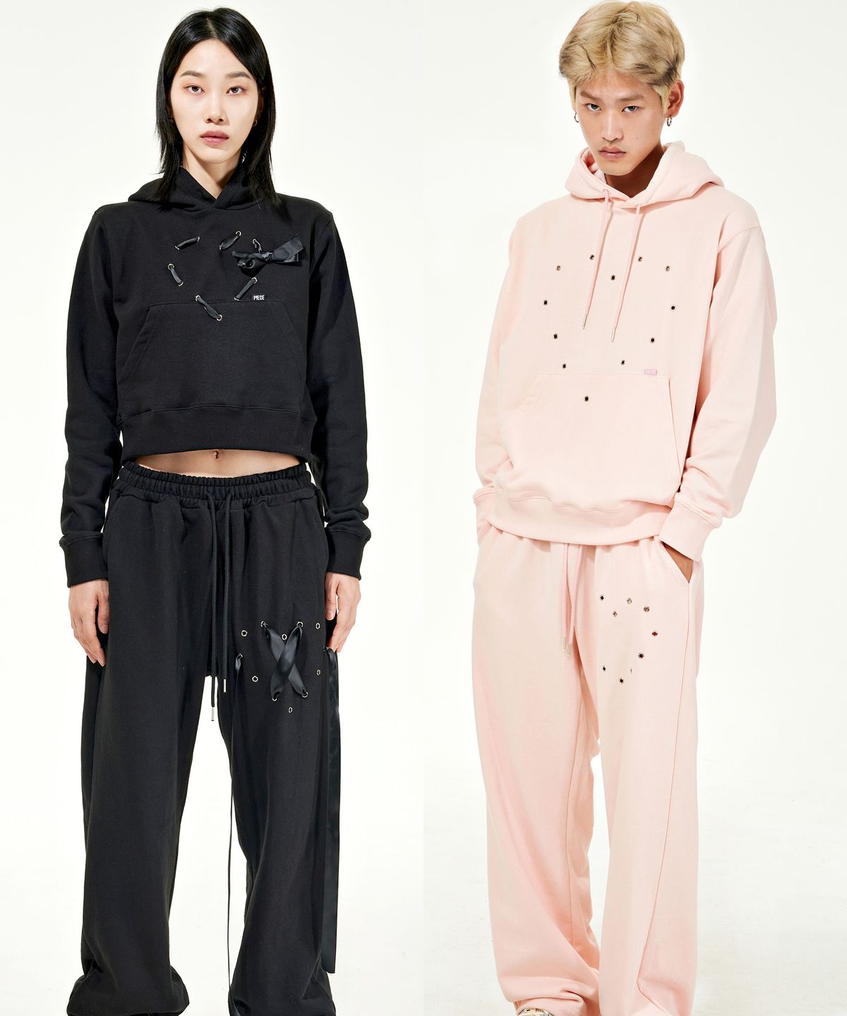 피스메이커(PIECE MAKER) HEART EYELET SWEAT SET UP (3COLORS) (2TYPE)
