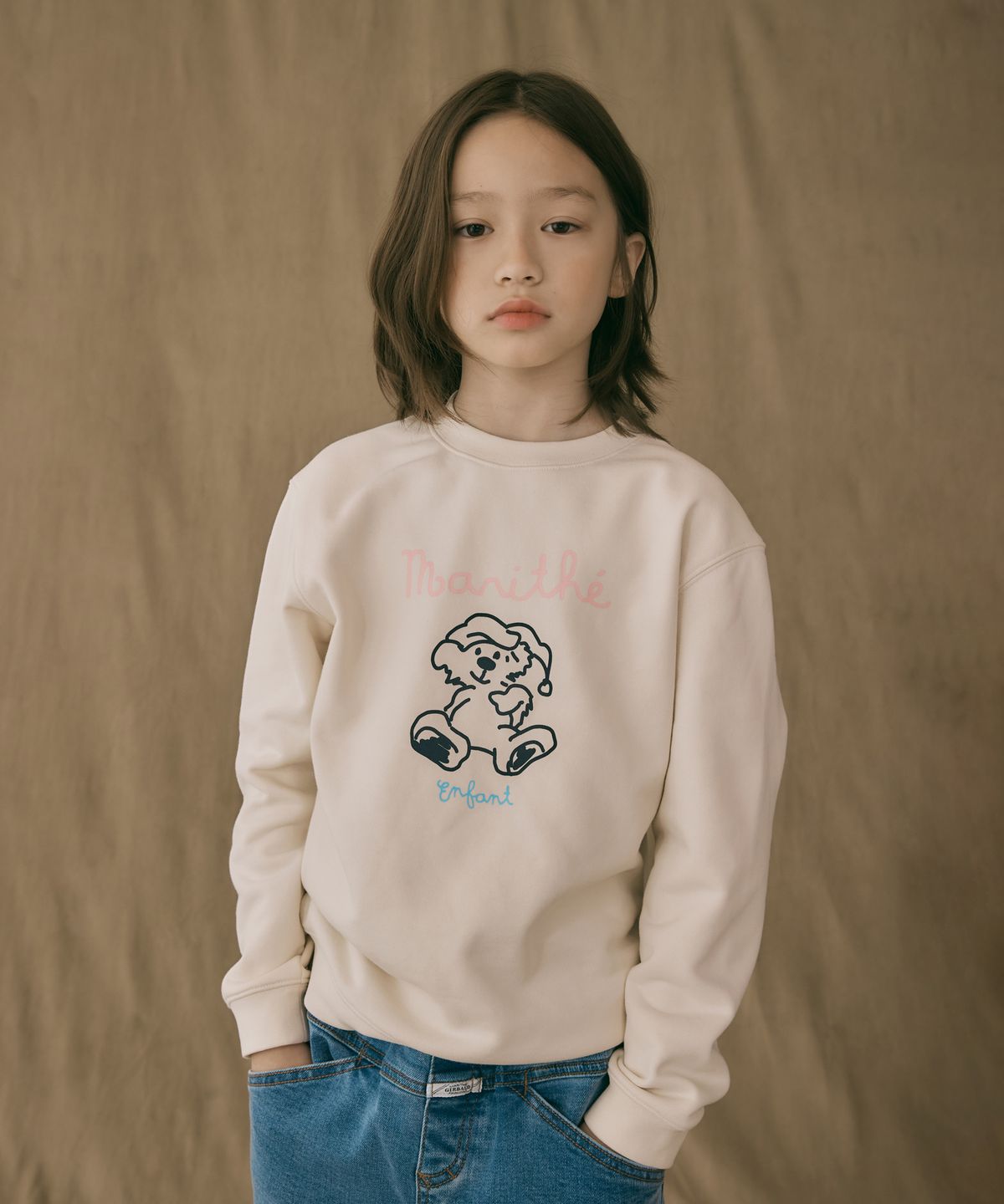 마리떼 키즈(MARITHÉ KIDS) ENFANT BEAR SWEATSHIRT ivory