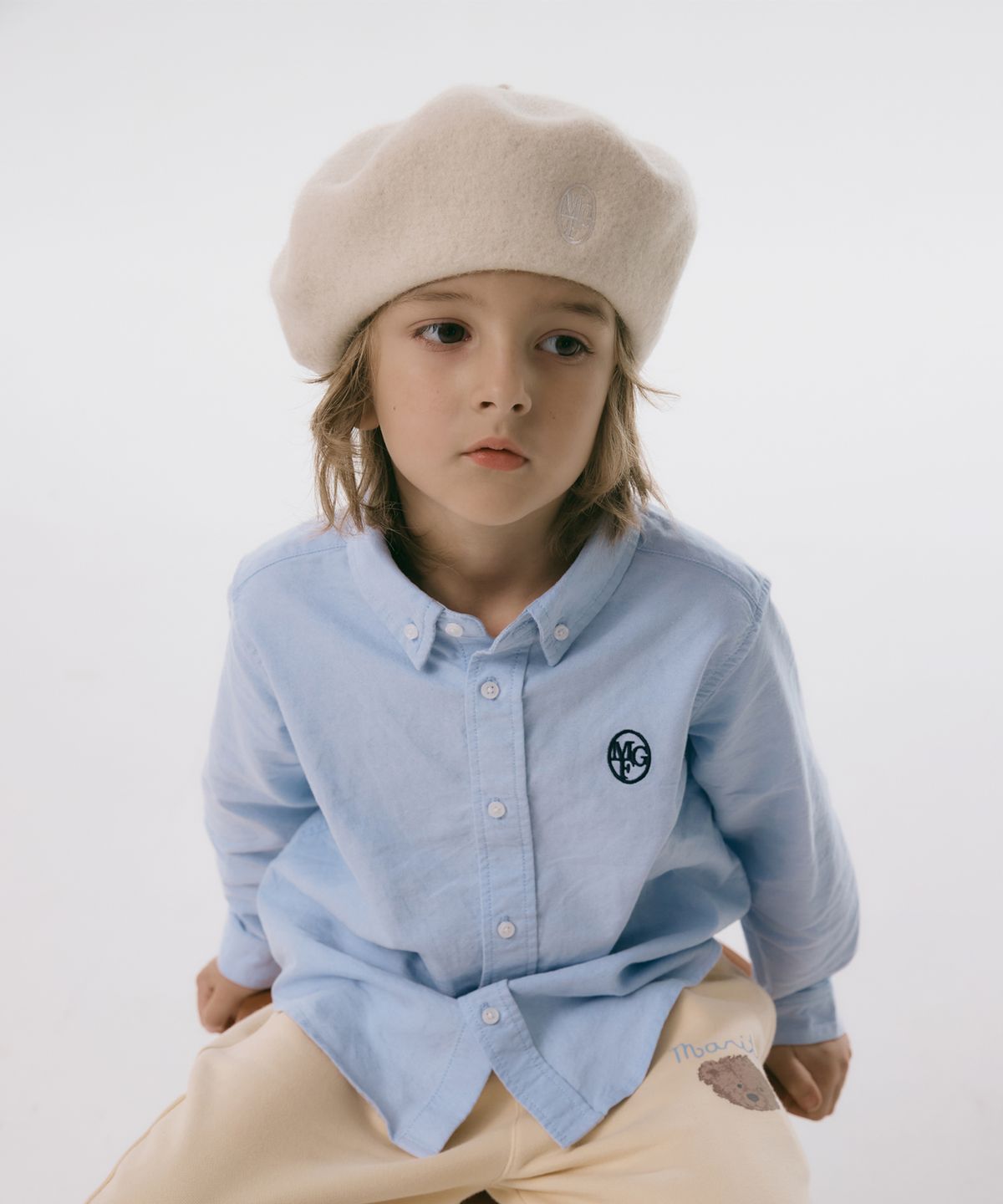 마리떼 키즈(MARITHÉ KIDS) ENFANT EMBROIDERY OXFORD SHIRT sky blue