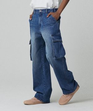 파번 7511 카고 와이드핏 미디움인디고 데님팬츠