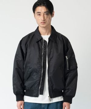 [봄/가을버전]유니섹스 오버핏 카라 MA-1 블랙(VER - 2)