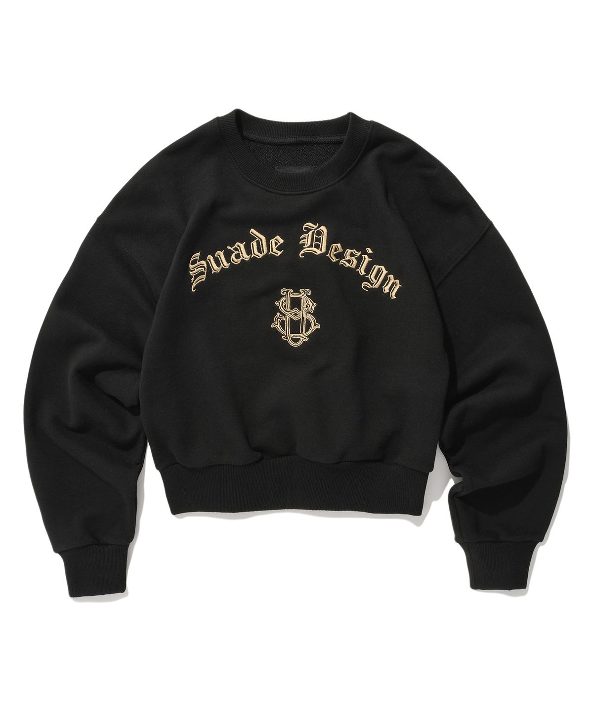 스웨이드(SUADE) MONOGRAM CROP CREWNECK [BLACK]