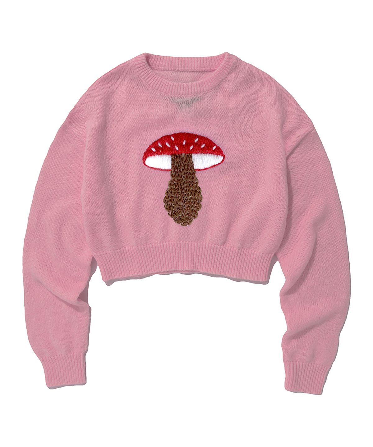스웨이드(SUADE) MUSHROOM CROP KNIT CREWNECK [PINK]