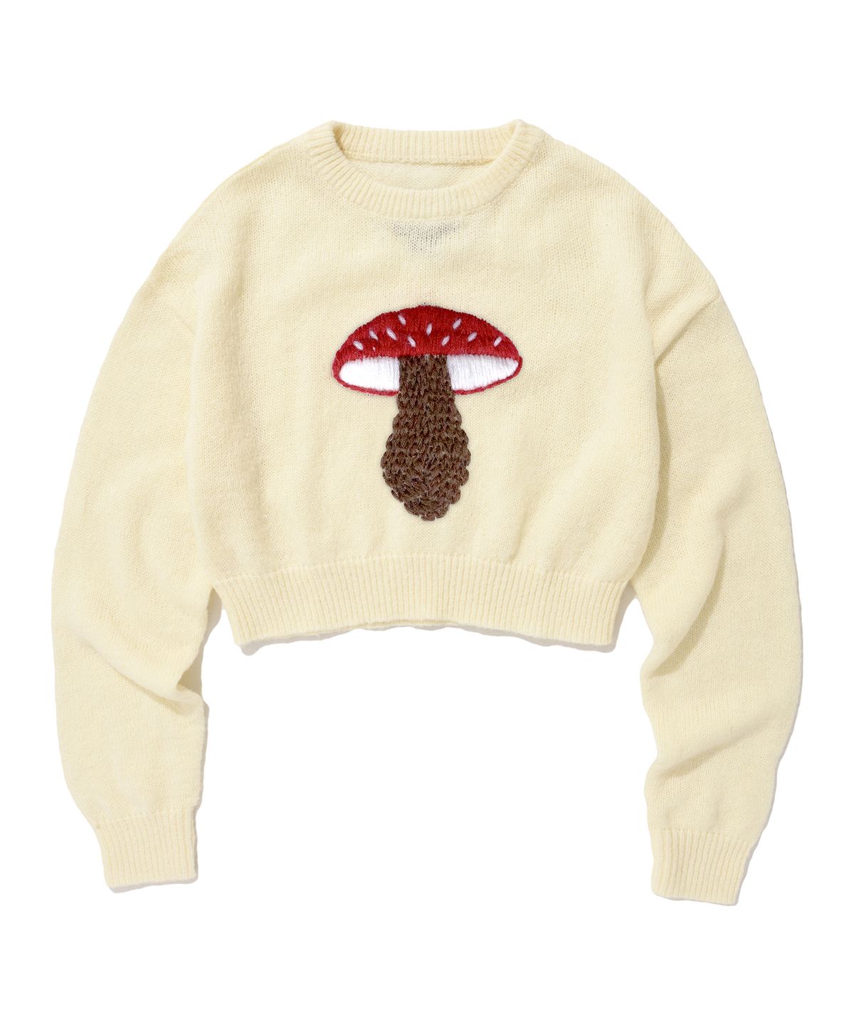 스웨이드(SUADE) MUSHROOM CROP KNIT CREWNECK [IVORY]